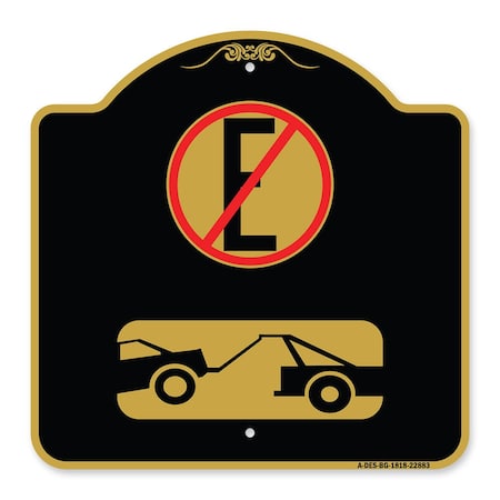 Signmission Spanish Parking Control Sign No Estacionar No Parking, Black & Gold Alum Sign, 18" H, BG-1818-22883 A-DES-BG-1818-22883